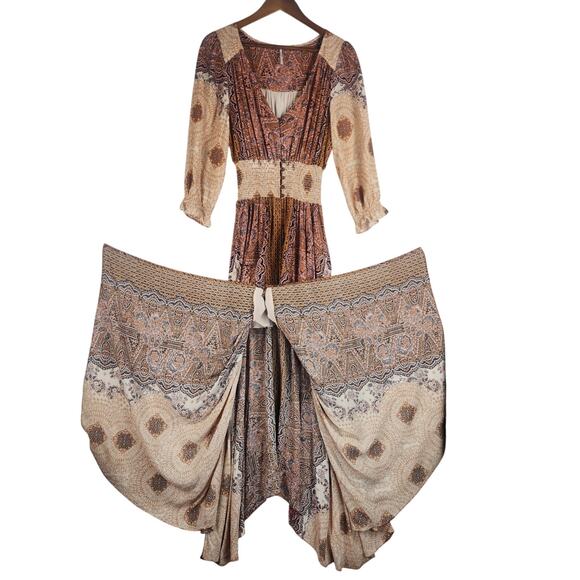 Free People Mexicali Rose Maxi Dress Women’s SZ SM EUC Dusty Rose - Picture 3 of 16